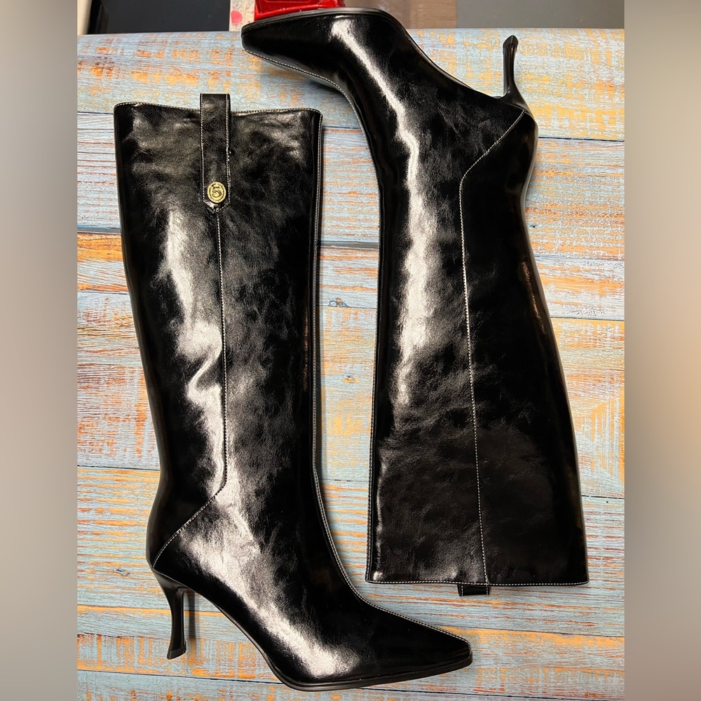 Elegant Black Leather Knee-High Boots